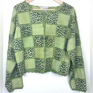 Vintage 90’s Y2K Leather Patchwork Crochet Animal Print Western Jacket Top